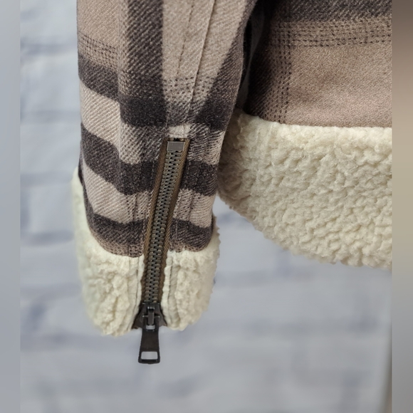 Burberry Brit Women's Wool Jacket Nova Check Faux Shearling Winter Bomber 12 US - Picture 6 of 16